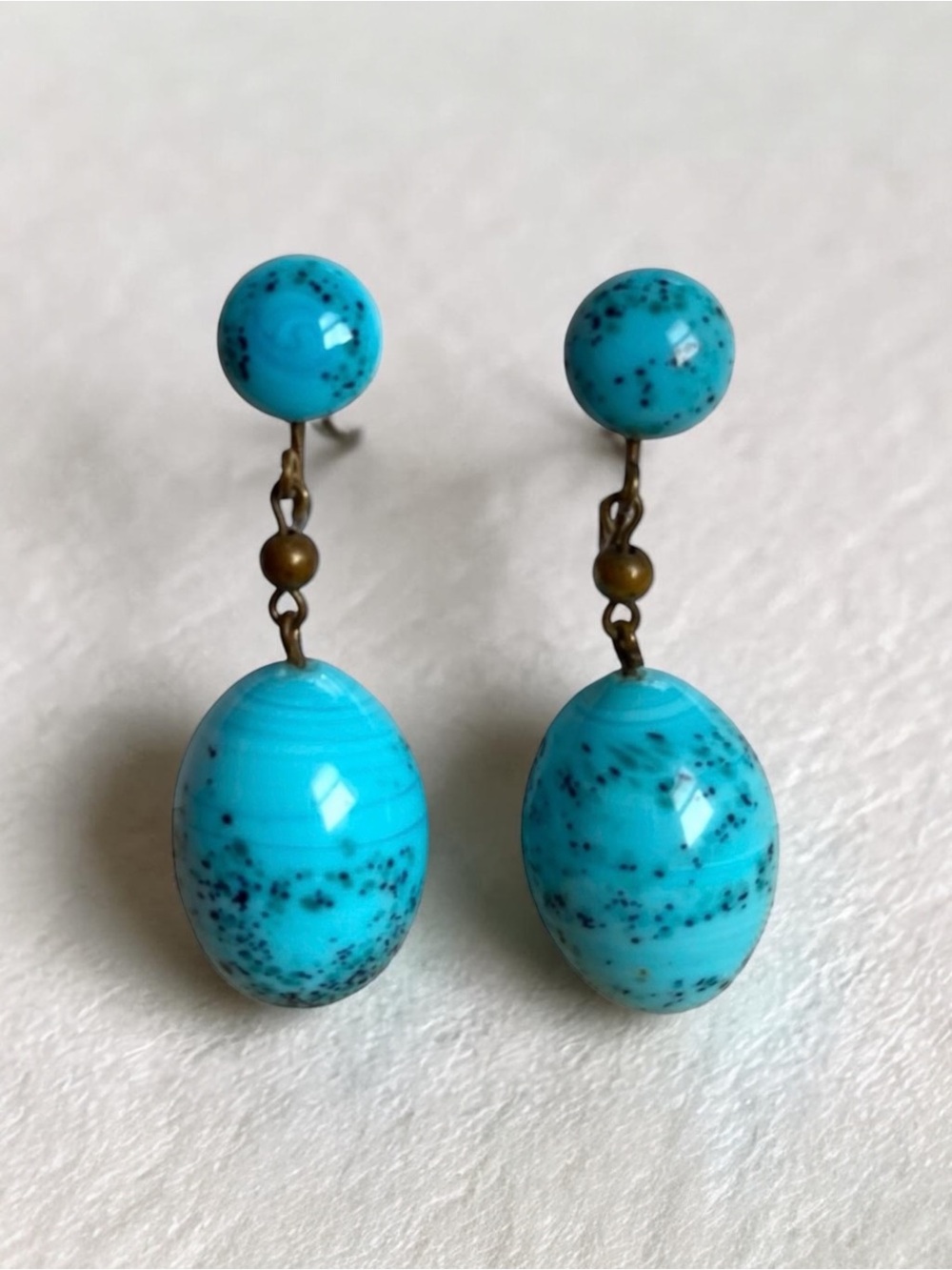 Elegant Turquoise Drop Screw Back Earrings